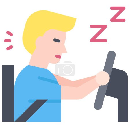 Sleepy driving icon, car accident and safety related vector illustration