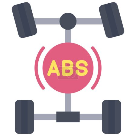 Brems-ABS-Symbol, Autounfall und sicherheitsrelevante Vektordarstellung