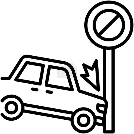 Car crashed into a traffic sign pole icon, car accident and safety related vector illustration