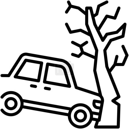Car crashed into a tree icon, car accident and safety related vector illustration