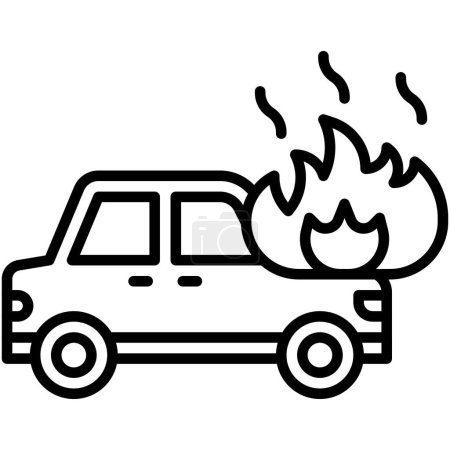 Fire rising from the car hood icon, car accident and safety related vector illustration
