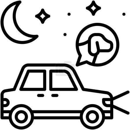 Attention, animal sur l'icône de la route, accident de voiture et illustration vectorielle liée à la sécurité