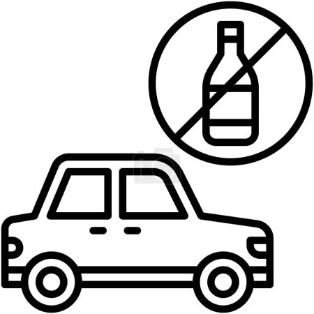 Téléchargez les illustrations : Icône de conduite sans alcool, accident de voiture et illustration vectorielle liée à la sécurité - en licence libre de droit