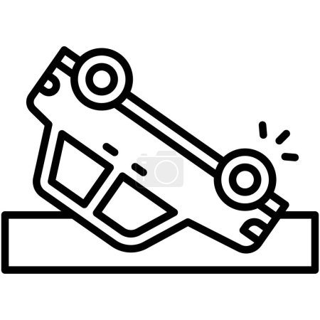 Overturned car icon, car accident and safety related vector illustration