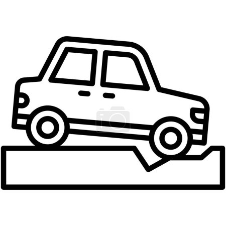 Car fell into a hole icon, car accident and safety related vector illustration