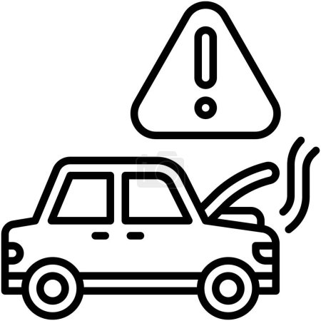 Auto-Überhitzungs-Symbol, Autounfall und sicherheitsbezogene Vektorillustration