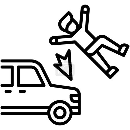 Autounfall mit einer menschlichen Ikone, Autounfall und sicherheitsbezogene Vektorillustration