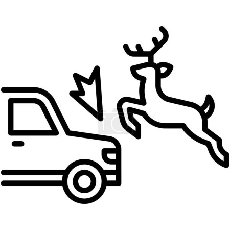 Car crash involving an animal icon, car accident and safety related vector illustration