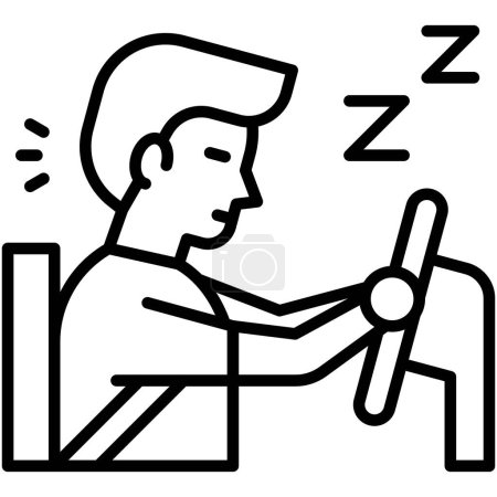 Icono de conducción somnoliento, accidente de coche e ilustración vectorial relacionada con la seguridad