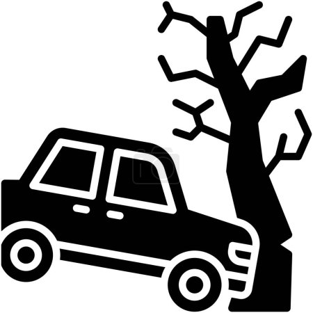 Auto prallte gegen Baum, Autounfall und sicherheitsrelevante Vektor-Illustration