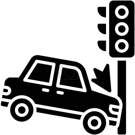 Car crashed into a traffic light pole icon, car accident and safety related vector illustration