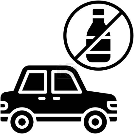 Icono de conducción sin alcohol, accidente de coche e ilustración vectorial relacionada con la seguridad