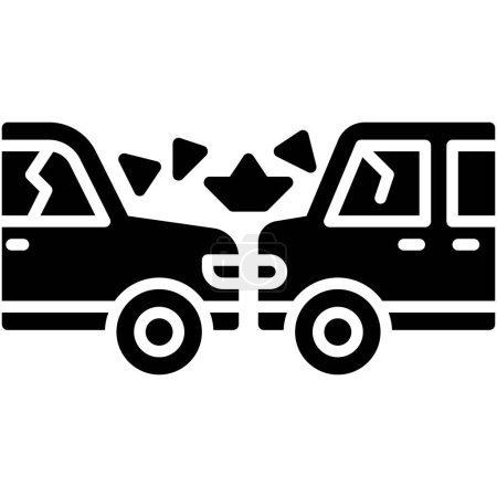 Icono de accidente de coche, accidente de coche e ilustración vectorial relacionada con la seguridad
