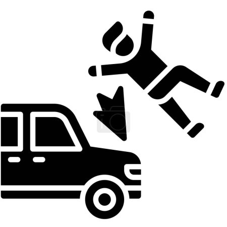 Accidente de coche que implica un icono humano, accidente de coche e ilustración vectorial relacionada con la seguridad