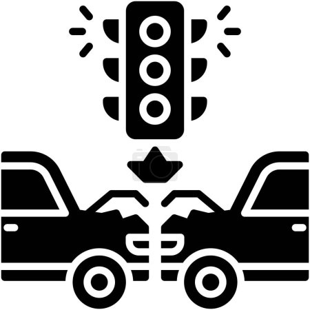 Autounfall und Ampelsymbol, Autounfall und sicherheitsrelevante Vektorillustration