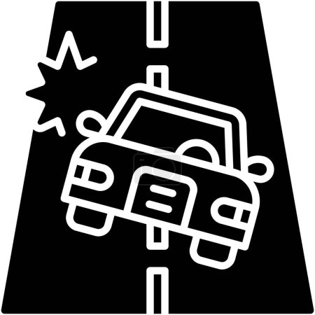 Icono de deslizamiento del coche, accidente de coche e ilustración vectorial relacionada con la seguridad