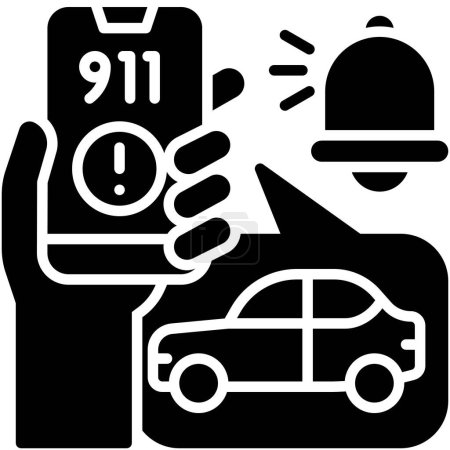 Notruf-Symbol, Autounfall und sicherheitsrelevante Vektordarstellung