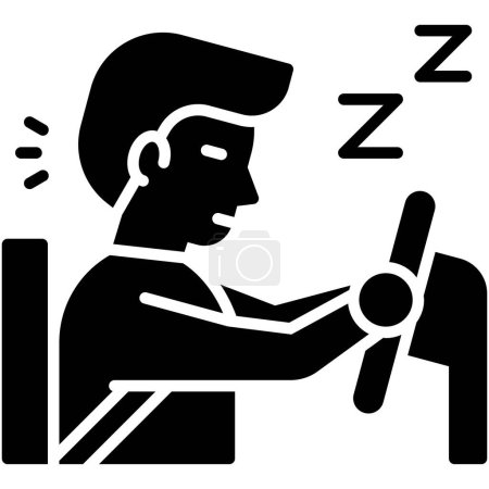 Icono de conducción somnoliento, accidente de coche e ilustración vectorial relacionada con la seguridad