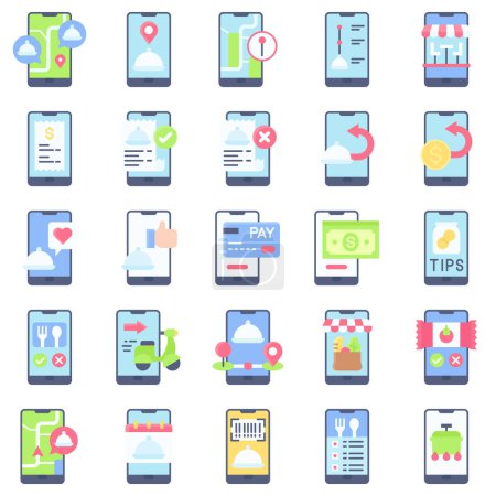 Food delivery Application icons set 2, flat style vector illustration
