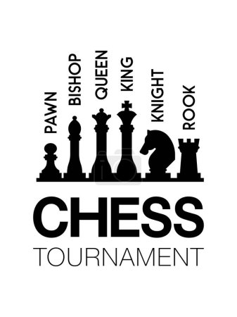 Une illustration vectorielle dynamique d'un ensemble de pièces d'échecs, idéal pour promouvoir votre prochain concours d'échecs