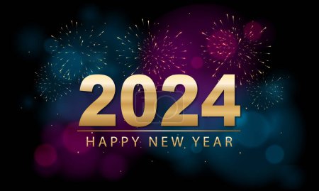 Ilustración de 2024 Feliz Año Nuevo Antecedentes Diseño. Tarjeta de felicitación, pancarta, póster. Ilustración vectorial. - Imagen libre de derechos