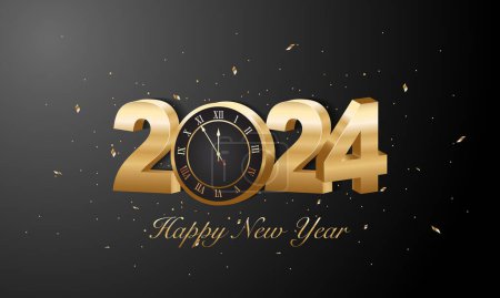 Ilustración de 2024 Happy New Year Background Design. Greeting Card, Banner, Poster. Vector Illustration. - Imagen libre de derechos