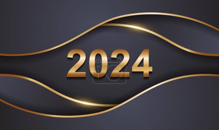 2024 Happy New Year Background Design. Carte de voeux, bannière, affiche. Illustration vectorielle.