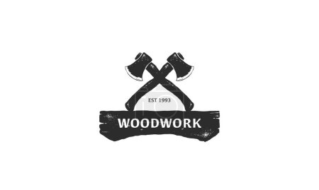 Illustration for Woodwork logos. Vector badges for carpentry, sawmill, lumberjack service or woodwork shop - Royalty Free Image