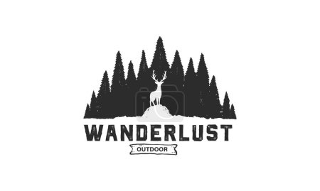 creative deer and mountain logo - vector illustration on a white background