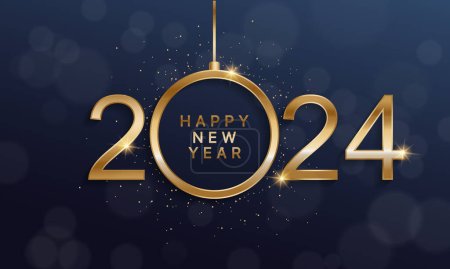 2024 Happy New Year Background Design. Carte de voeux, bannière, affiche. Illustration vectorielle.