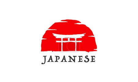 Ilustración de Diseño de la ilustración del vector del símbolo de cultura japonesa del logotipo de Torii, diseño del logotipo de Tori - Imagen libre de derechos