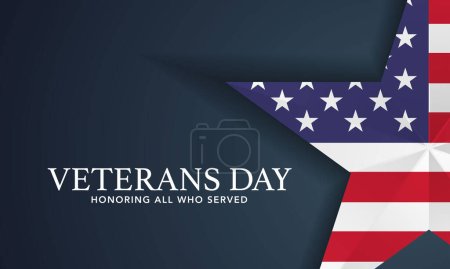 Téléchargez les illustrations : Veterans Day of USA avec étoile aux couleurs du drapeau national drapeau américain. Honorer tous ceux qui ont servi. Illustration vectorielle
. - en licence libre de droit