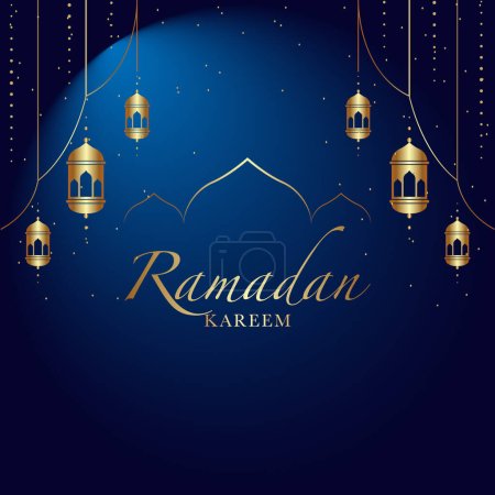 Illustration for Ramadan Kareem poster design. vector illustration for islam fasting festival event - Royalty Free Image