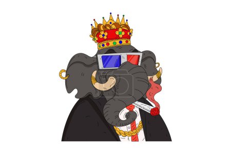 Illustration for Boss Elephant Vector isolated on white background. elephant vector illustration. Perfect for coloring book, textiles, icon, web, painting, books, t-shirt print. - Royalty Free Image