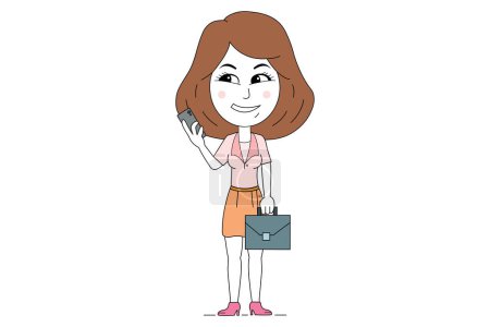Téléchargez les illustrations : Corporate girl holding an office bag clip art vector isolated on white background. - en licence libre de droit