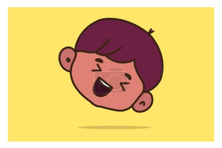 Illustration for Vector illustration of a cute cartoon boy with laughing face. - Royalty Free Image