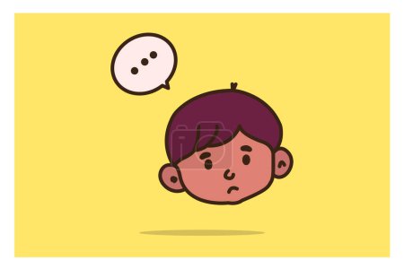 Illustration for Vector illustration of Cartoon boy thinking with white bubble - Royalty Free Image