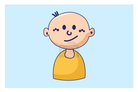 Ilustración de Vector ilustración arte icono de calvo cabeza dibujos animados chico parece confundir en sus pensamientos - Imagen libre de derechos