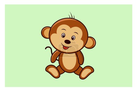 Téléchargez les illustrations : Mignon petit singe dessin animé vecteur isolé. - en licence libre de droit