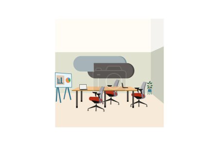 Illustration for Attraction between boss and employees vector illustration art conference room of the office where officials meetings are done - Royalty Free Image