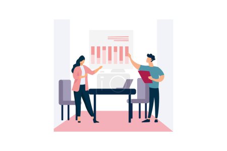 Photo for Vector illustration art business lady boss is doing conversation with employee of the office regarding how we can grow our business - Royalty Free Image
