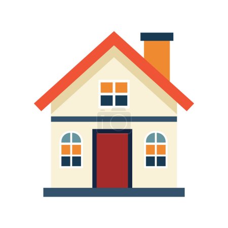 Téléchargez les illustrations : Oeuvre vectorielle d'une maison colorée d'icônes isolées sur un fond blanc en utilisant illustration vectorielle - en licence libre de droit