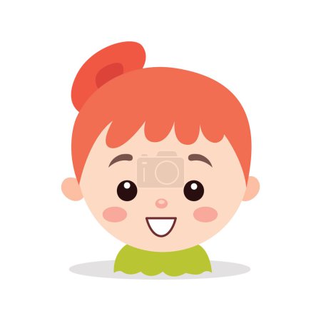 Ilustración de Usando ilustración vectorial arte peinado naranja con cara linda cara feliz logotipo sobre fondo blanco - Imagen libre de derechos