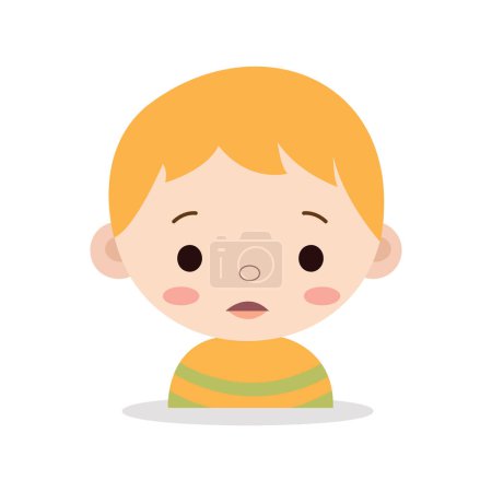 Ilustración de Gordito mejillas bebé cara logo en blanco fondo usando vector ilustración arte de un bebé pequeño con amarillo pelos y un amarillo camiseta - Imagen libre de derechos