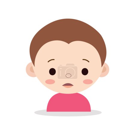 Illustration for Using vector illustration art, Glimpses of Innocence the Small Baby's Charm chubby cheeks with pink t-shirt isolated on white background. - Royalty Free Image