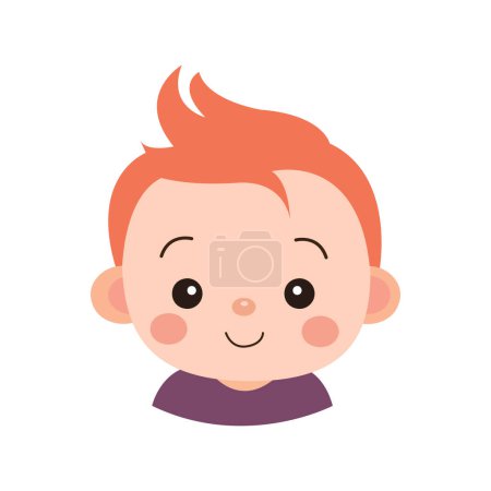 Ilustración de Arte vectorial de un pequeño bebé con una sonrisa encantadora y diferentes estilos de pelos naranjas y peinados puntiagudos utilizando la ilustración vectorial - Imagen libre de derechos