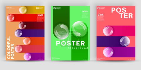 Un design conceptuel de couverture de livre A4 dans le style vectoriel. Une collection minimaliste d'illustrations de boules 3D pour un rapport annuel.