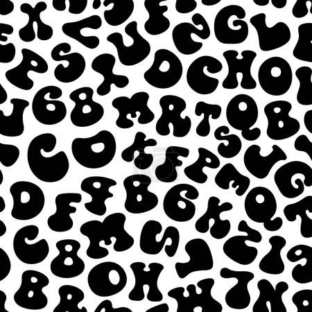 Ilustración de Black Font Groovy Fluid seamless pattern. Design for paper, covers, cards, fabrics, background and any. Vector illustration about Alphabet. - Imagen libre de derechos