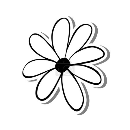 Ilustración de Línea negra garabato Daisy Flower. Dibujado a mano estilo de dibujos animados. Ilustración vectorial para decorar, colorear y cualquier diseño. - Imagen libre de derechos