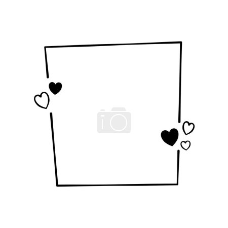 Illustration for Black line square frame with little hearts. Vector illustration for decorate logo, text, wedding, greeting cards and any design. - Royalty Free Image